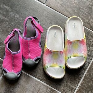 CROCS Kids' Pink water shoes and Tie-Dye Sandals
